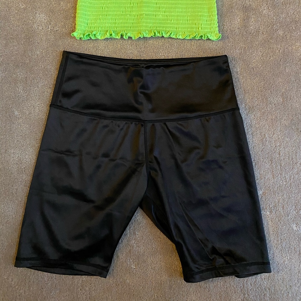 Brand New Black vinyl bike shorts